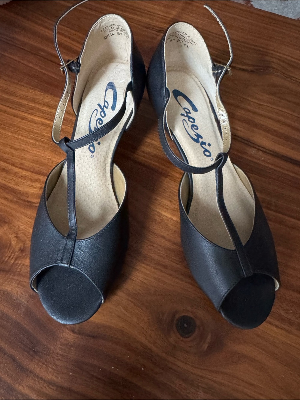 Capezio Women's Black T-Strap Peep Toe Dance Shoes